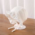 Baby / Toddler Ruffled Lace Up Cotton Hat Creamy White image 1