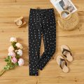 Elastische Leggings aus umweltfreundlichem Rpet-Stoff für Kleinkinder/Kindermädchen mit Herzdruck/Tupfen schwarz image 2