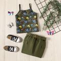 2Pcs Toddler Girl Naia Camouflage Butterfly Print Camisole and Belted Skirt Set Army green image 1