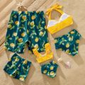 Family Matching Allover Lemon Print and Solid Halter Neck Two-piece Swimsuit or Swim Trunks Shorts Multi-color image 2