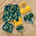 Family Matching Allover Lemon Print and Solid Halter Neck Two-piece Swimsuit or Swim Trunks Shorts Multi-color image 1