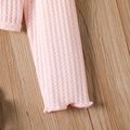 Eco-friendly RPET Fabric Toddler/Kid Girl Solid Color Bowknot Design Waffle Cardigan Pink image 5