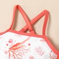 Baby Girl Allover Ocean Animals Print Spaghetti Strap One-piece Swimsuit PinkyWhite image 3