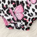 2pcs Baby Girl Allover Butterfly & Leopard Print Cami Romper & Headband Set Black image 4
