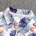 2pcs Kid Boy Plant Print Short-sleeve Shirt and Solid Shorts Set Purple image 3