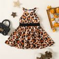 Baby Girl Leopard Print Halter Sleeveless Dress Brown image 1