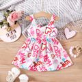 Baby Girl Allover Letter Print Bow Front Cut Out Sleeveless Dress White image 2