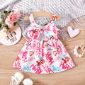 Baby Girl Allover Letter Print Bow Front Cut Out Sleeveless Dress White image 1