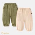 Baby Boy/Girl 100% Cotton Crepe Solid Pants Army green image 2