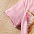 Kid Girl Cute Cat Print Short-sleeve Top Pink image 5