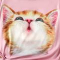 Kid Girl Cute Cat Print Short-sleeve Top Pink image 4