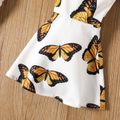 2-piece Toddler Girl Button Design Tie Knot Camisole Tank and Butterfly Print Flared Pants Set Brown image 5