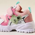 Toddler/Kid Breathable Texture Velcro Letters Print Wear-resistant Lightweight Sport Shoes Pink image 4