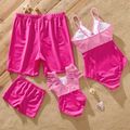 Family Matching Colorblock Spliced One-piece Swimsuit or Letter Print Swim Trunks Shorts PINK-1 image 2