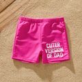 Family Matching Colorblock Spliced One-piece Swimsuit or Letter Print Swim Trunks Shorts PINK-1 image 3