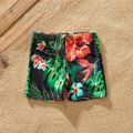 Family Matching Allover Plant Print Lace Up One-piece Swimsuit or Swim Trunks Shorts Colorful image 3
