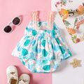 Baby Girl Allover Palm Leaf Print Lace Strap Romper Colorful image 2