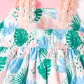 Baby Girl Allover Palm Leaf Print Lace Strap Romper Colorful image 4
