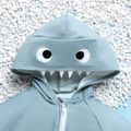 Baby Boy Shark Print Zipper Design Hooded Short-sleeve One-piece Swimsuit Grey image 3