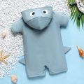Baby Boy Shark Print Zipper Design Hooded Short-sleeve One-piece Swimsuit Grey image 2