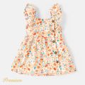 Baby Girl 100% Cotton Solid or Striped/Floral-print Flutter-sleeve Button Front Dress Colorful image 1