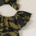 2pcs Baby Girl 95% Cotton Camouflage Print Ruffle Collar Sleeveless Dress & Headband Set Camouflage image 4