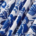 Family Matching Allover Floral Print V Neck Flutter-sleeve Dresses and Short-sleeve Striped T-shirts Sets Blue image 4