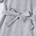 Toddler Girl Basic Solid Belted Short-sleeve Dress Grey image 4