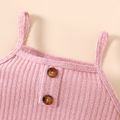 2pcs Toddler Girl Solid Ribbed Camisole and Shorts Set Pink image 4