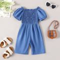Toddler Girl Sweet Blue Smocked Jumpsuit DENIMBLUE image 3