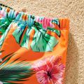 Family Matching Floral Print Orange One-piece Swimsuit and Swim Trunks Orange color image 3