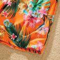 Family Matching Floral Print Orange One-piece Swimsuit and Swim Trunks Orange color image 4