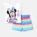 Disney Toddler/Kid Girl 2pcs Naia™ Character Print Flutter-sleeve Tee and Colorful Stripe Shorts Set Colorful image 5