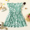 Baby Girl Allover Leaf Print Flutter-sleeve Naia™ Dress Light Green image 2