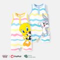 Looney Tunes Baby Boy/Girl Colorful Striped Graphic Naia™ Tank Romper yellowwhite image 2