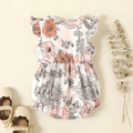 <Romantic Garden> Baby Girl Floral Print Flutter-sleeve Romper or Sets Pink image 2