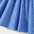 Family Matching Dots Pattern Belted Ruffle-sleeve Dresses and Colorblock T-shirts Sets Blue image 5