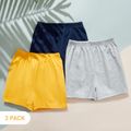 3-piece Kids Unisex Solid Elasticized Shorts Multi-color