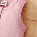 Baby Girl/Boy Cotton Solid Henley Tank Romper Pink image 4