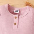 Baby Girl/Boy Cotton Solid Henley Tank Romper Pink image 3