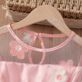 Kid Girl Floral Embroidered Short-sleeve Belted Mesh Dress Pink image 4
