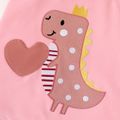 2pcs Toddler Girl Ruffled Short-sleeve Top and Unicorn Embroidered Overall Dress  Set  Pink image 4