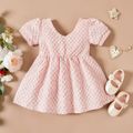Solid Bow Decor Short-sleeve Pink Baby Dress Pink