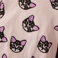 100% Cotton Cartoon Kitty Cat Print Pink Baby Long-sleeve Jumpsuit Pink