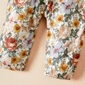 Baby Girl Sleeveless Spaghetti Strap Floral Print Jumpsuit Beige image 3