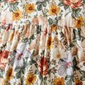 Baby Girl Sleeveless Spaghetti Strap Floral Print Jumpsuit Beige image 4