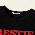 Mosaic Family Matching Bestie Letter Print Mommy and Me Cotton Tees Black image 4