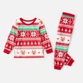 Family Matching Allover Red Christmas Snowflake Print Long-sleeve Pajamas Set(Flame Resistant) Red
