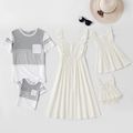 Mosaic 100% Cotton Solid and Stripe Family Matching Sets White