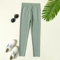 Kid Girl Solid (Multi Color Available) Elasticized Leggings Yoga Pants Green